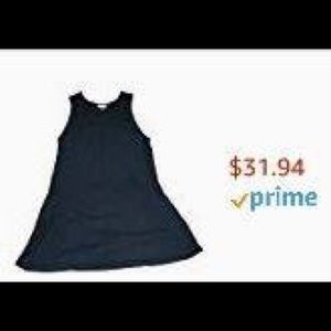 Terra & Sky Solid Black Sleeveless Dress w/Pockets